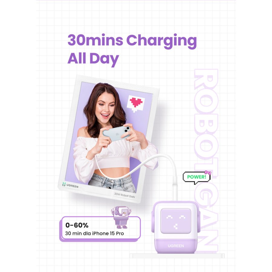 UGREEN Uno RG 65W 3-Port GaN Fast Charger EU purple #9