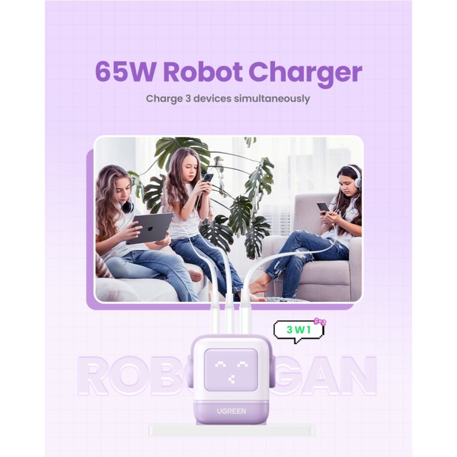 UGREEN Uno RG 65W 3-Port GaN Fast Charger EU purple #11