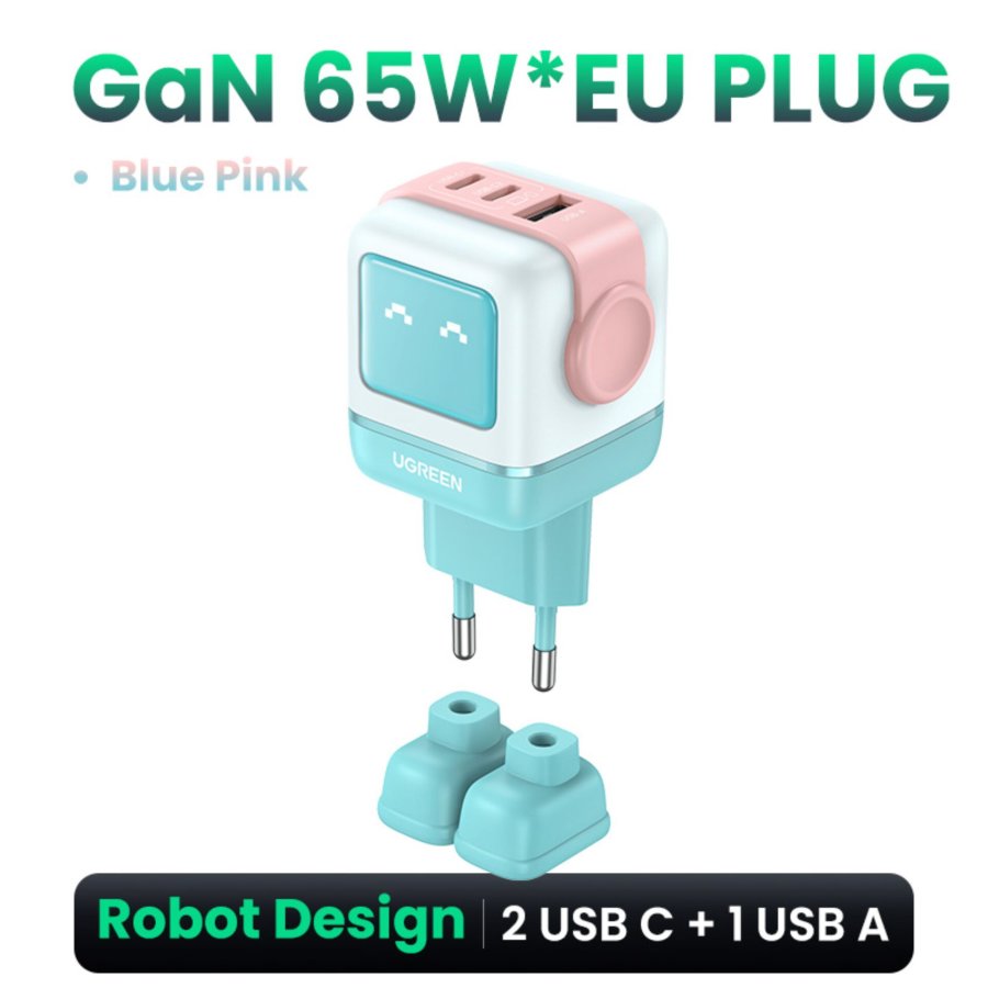 UGREEN Uno RG 65W 3-Port GaN Fast Charger pink blue #2