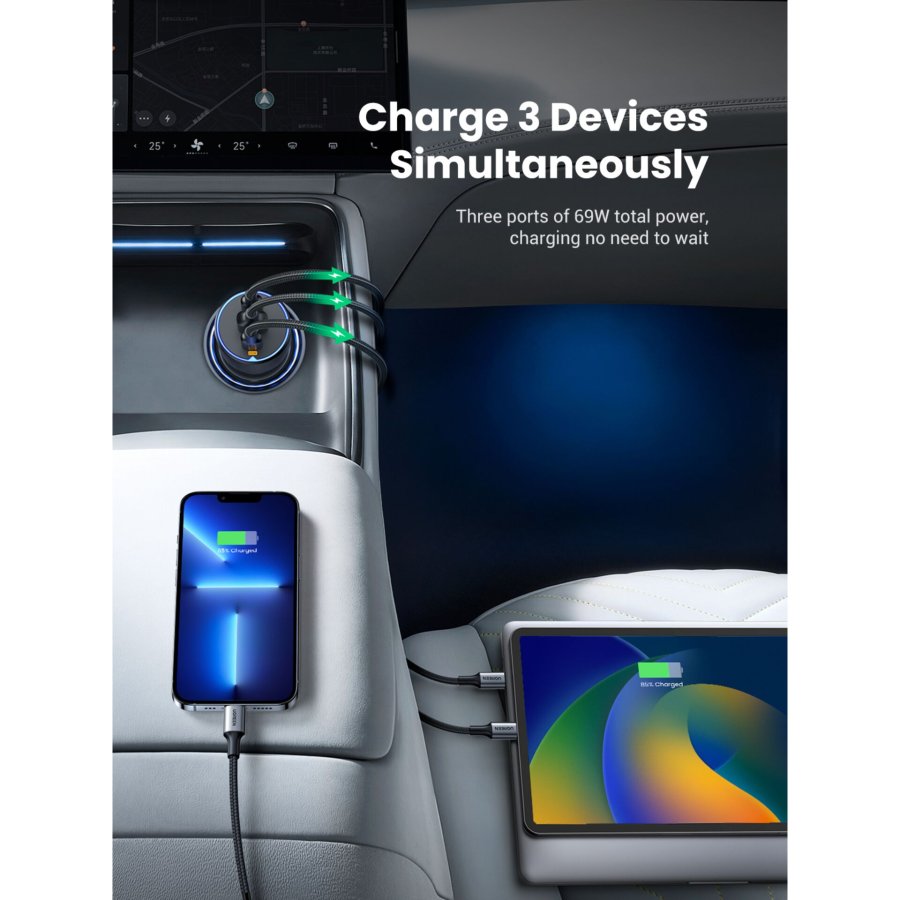 UGREEN 75W 3-Port Fast Car Charg gray #7