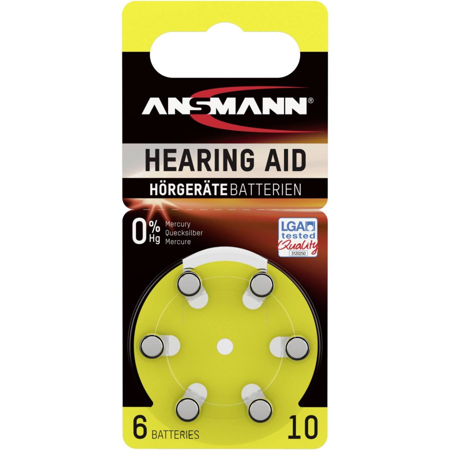 1x6 Ansmann Zinc-Air 10 (PR70) Hearing Aid Batteries #1