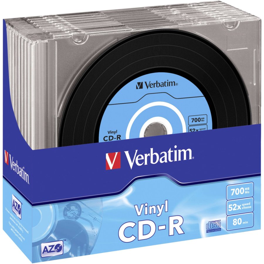 1x10 Verbatim CD-R 80 / 700MB 52x Speed, Vinyl Surface, Slim #1