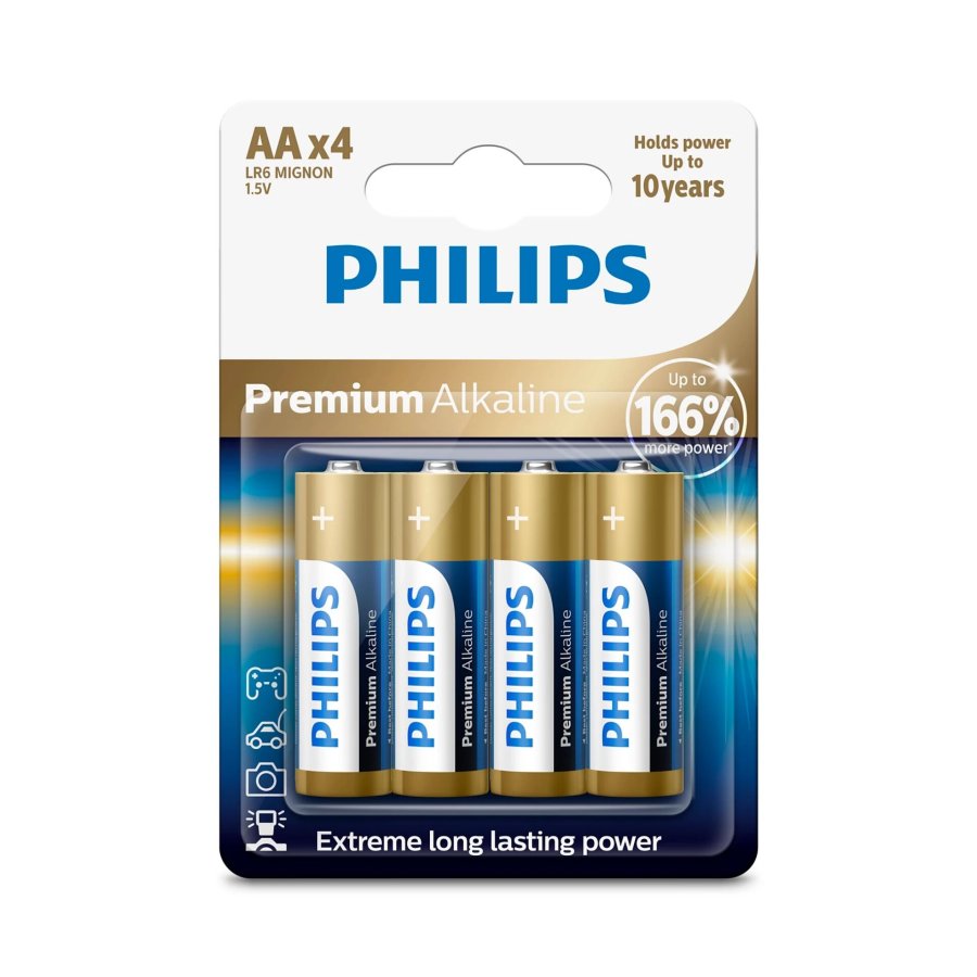 1x4 Philips Premium Alkaline AA AA Batterie #1