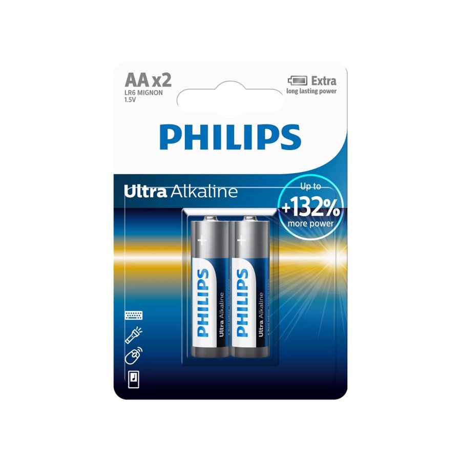 1x2 Philips Ultra Alkaline AA Batterie #1
