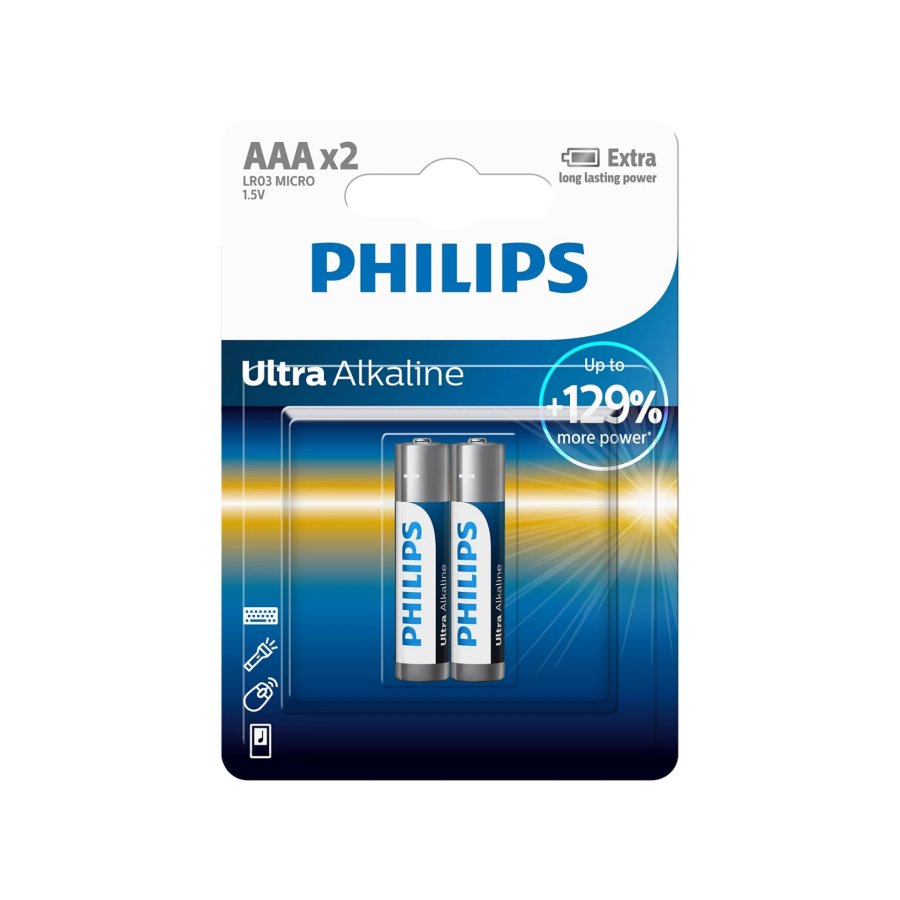 1x2 Philips Ultra Alkaline AAA Batterie #1