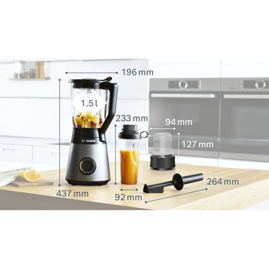 Bosch Serie 4 MMB6177S blender 1,5 L Bordplade blender 1200 W Sort, Slv #3
