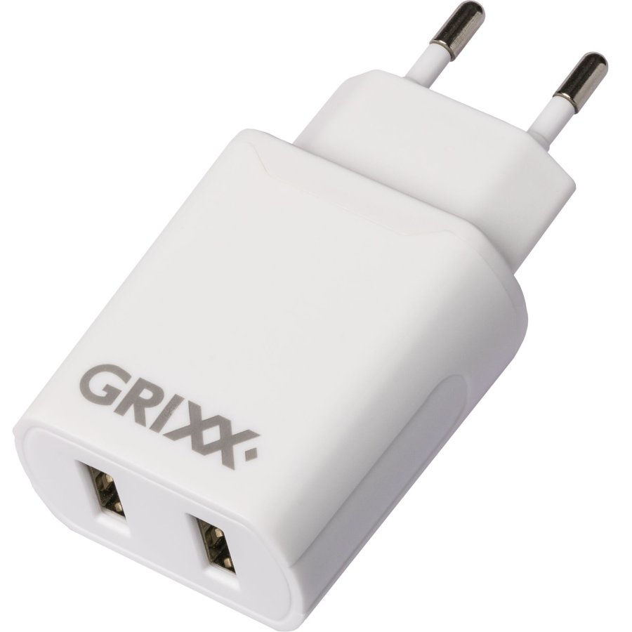 Grixx Power Adapter 220V White Dual USB A #1