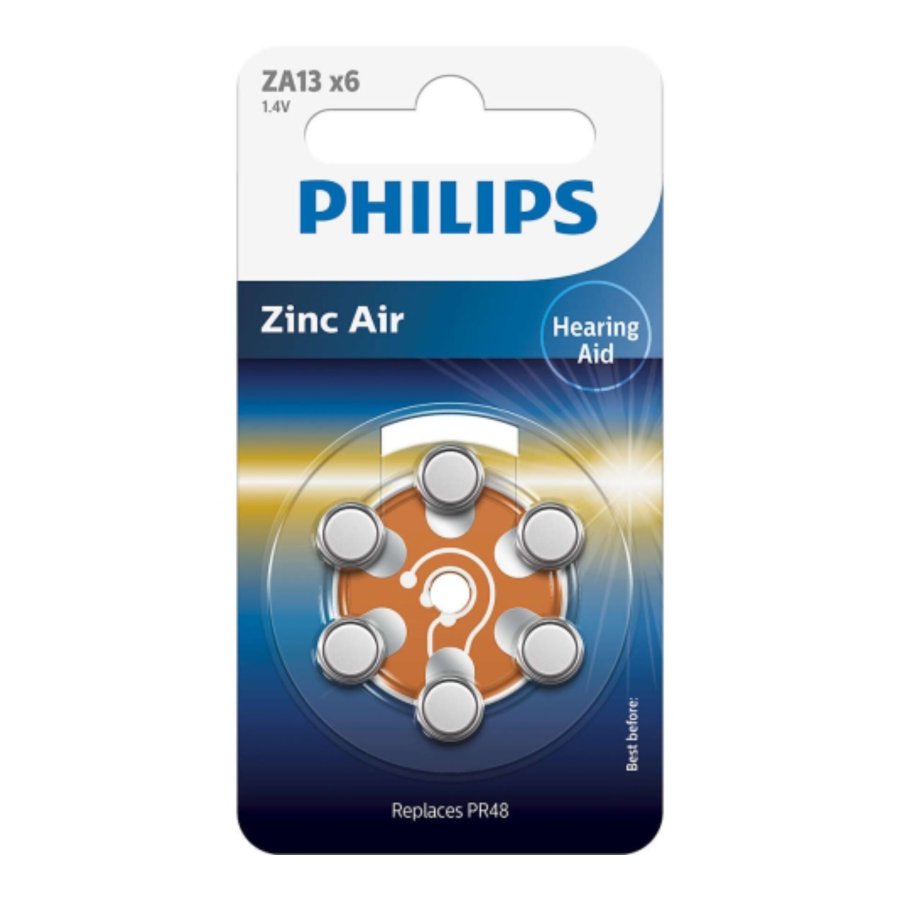 1x6 Philips Zinc-Air PR48 / 13 Hörgeräte Batterie #1