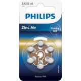 1x6 Philips Zinc-Air PR41 / 312 Hörgeräte Batterie #1