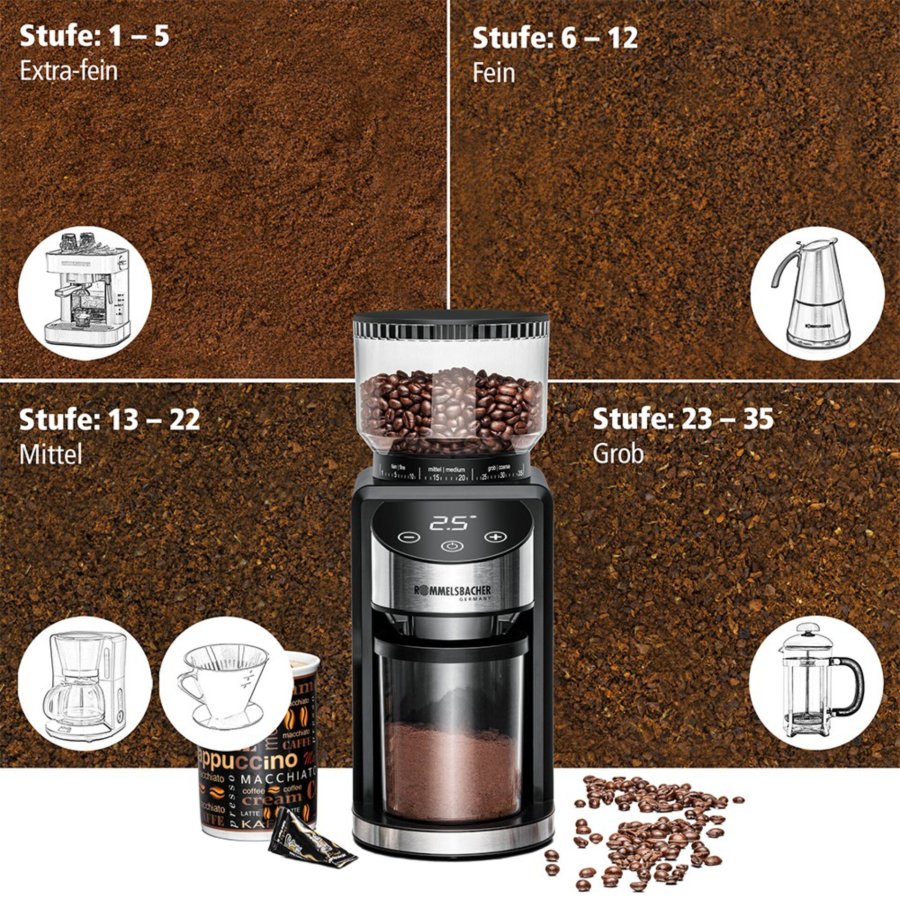 Rommelsbacher EKM 400 kaffemlle 200 W Sort, Rustfrit stl #7