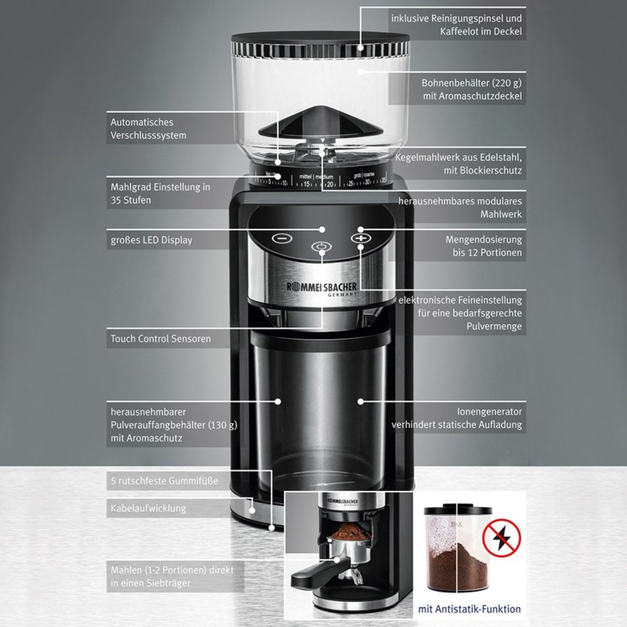 Rommelsbacher EKM 400 kaffemlle 200 W Sort, Rustfrit stl #8