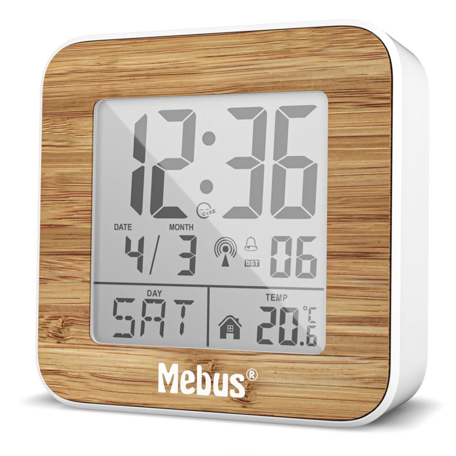 Mebus 27247 White/Wood Look Radio alarm clock digital #1