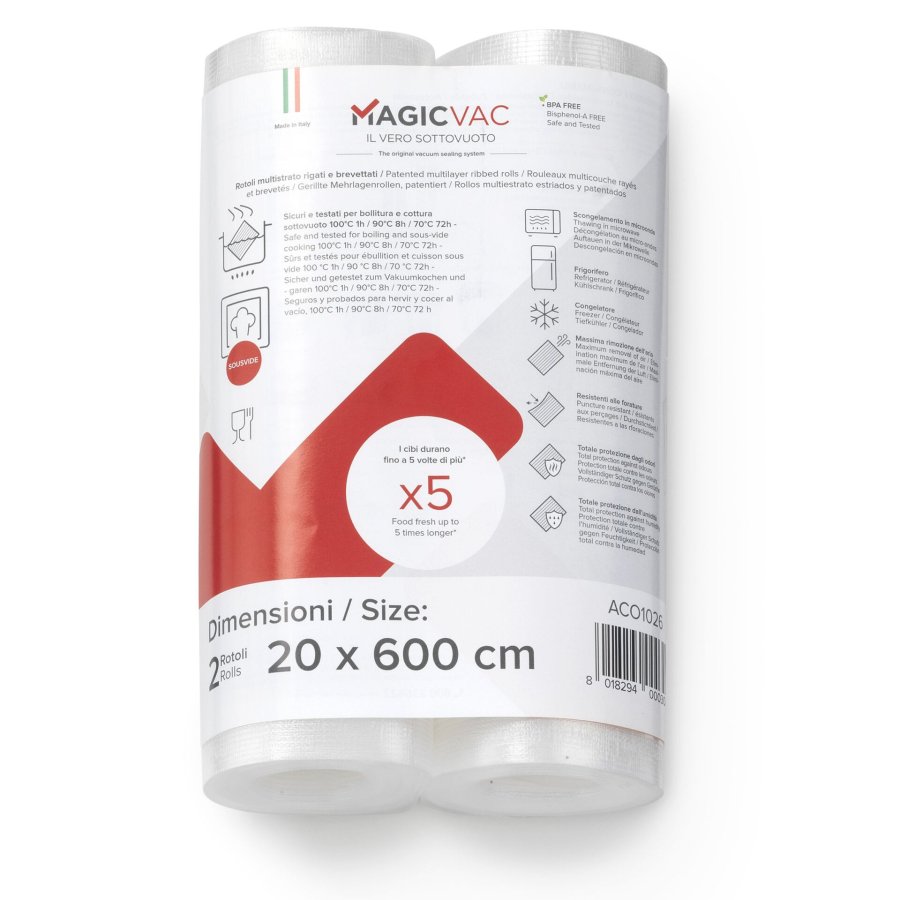 MagicVac 2 Vakuumierfolienrollen mit Label 20 cm x 6 m #1