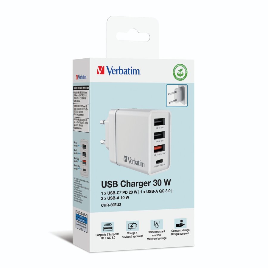 Verbatim USB Wall Charger 30W 1xUSB-C PD 3xUSB-A weiß    49701 #8