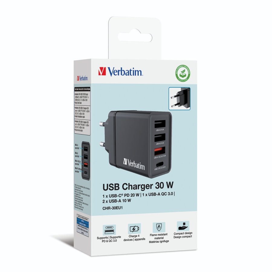 Verbatim USB Wall Charger 30W 1xUSB-C PD 3xUSB-A schwarz 49700 #7
