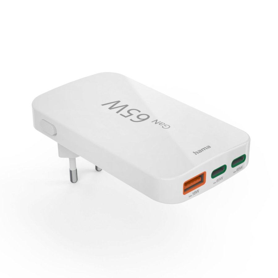 Hama flaches Mini-Ladegerät  65W 2xUSB-C/1xUSB-A, weiß     201976 #1