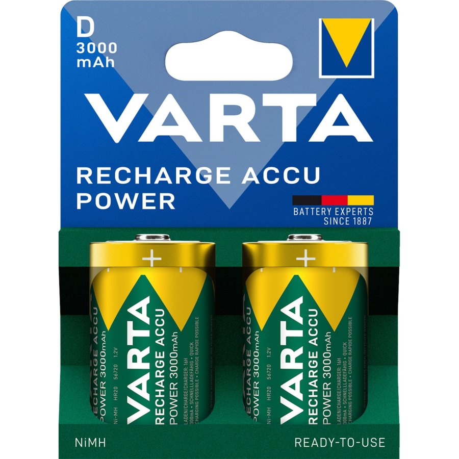 1x2 Varta Recharge Accu Power D Mono 3000 mAh #1