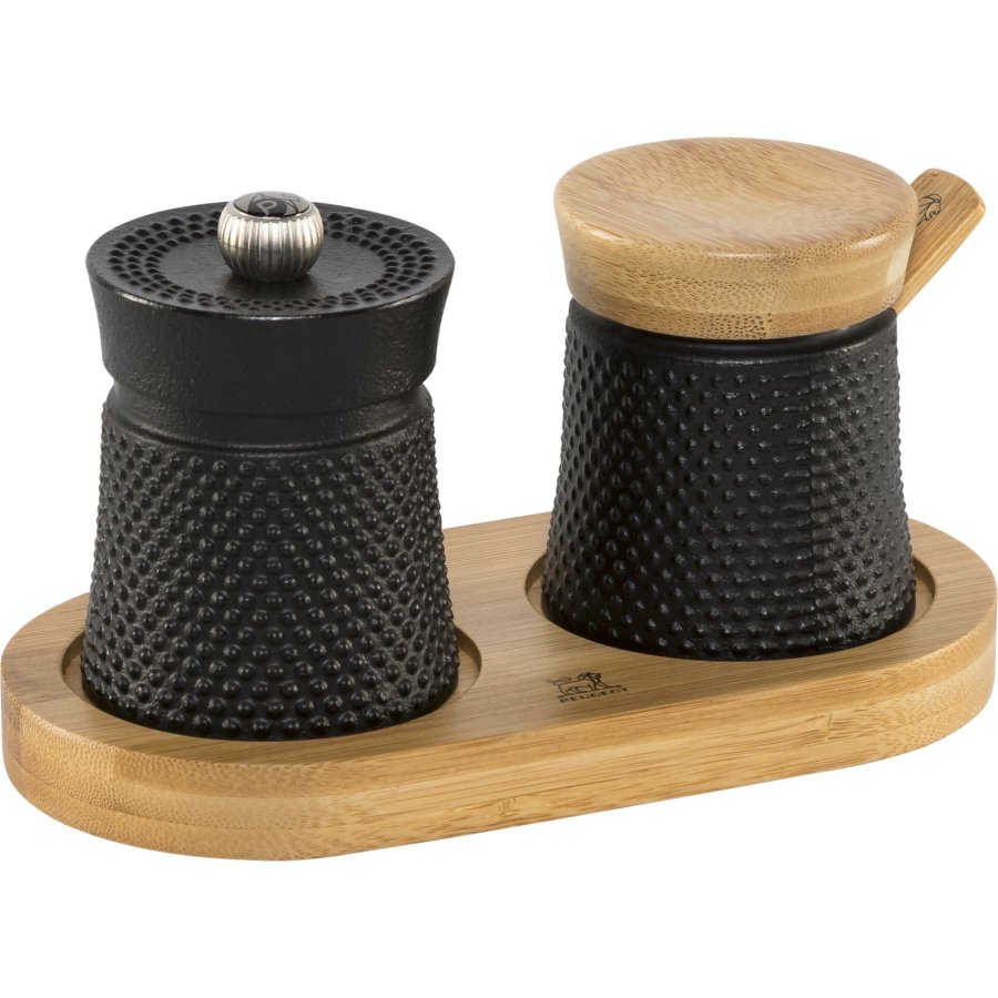 Peugeot Bali Fonte Pfeffermühle Salzstreuer+ Tray 8cm BLACK #1