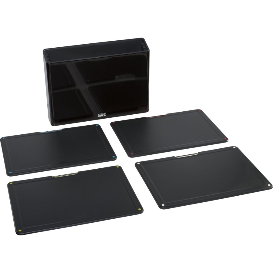 Joseph Joseph Folio SAteel 4-pc Chop.Board Set w.Black SST Case #2