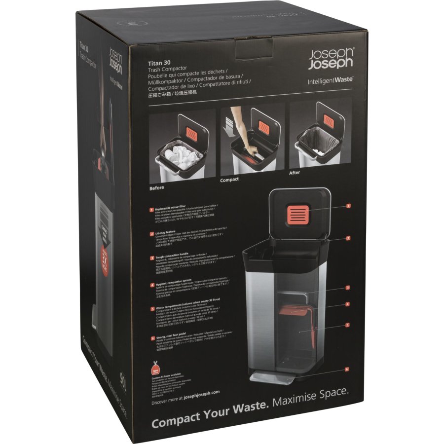 Joseph Joseph Titan 30L Stainless-steel Trash Compactor #4