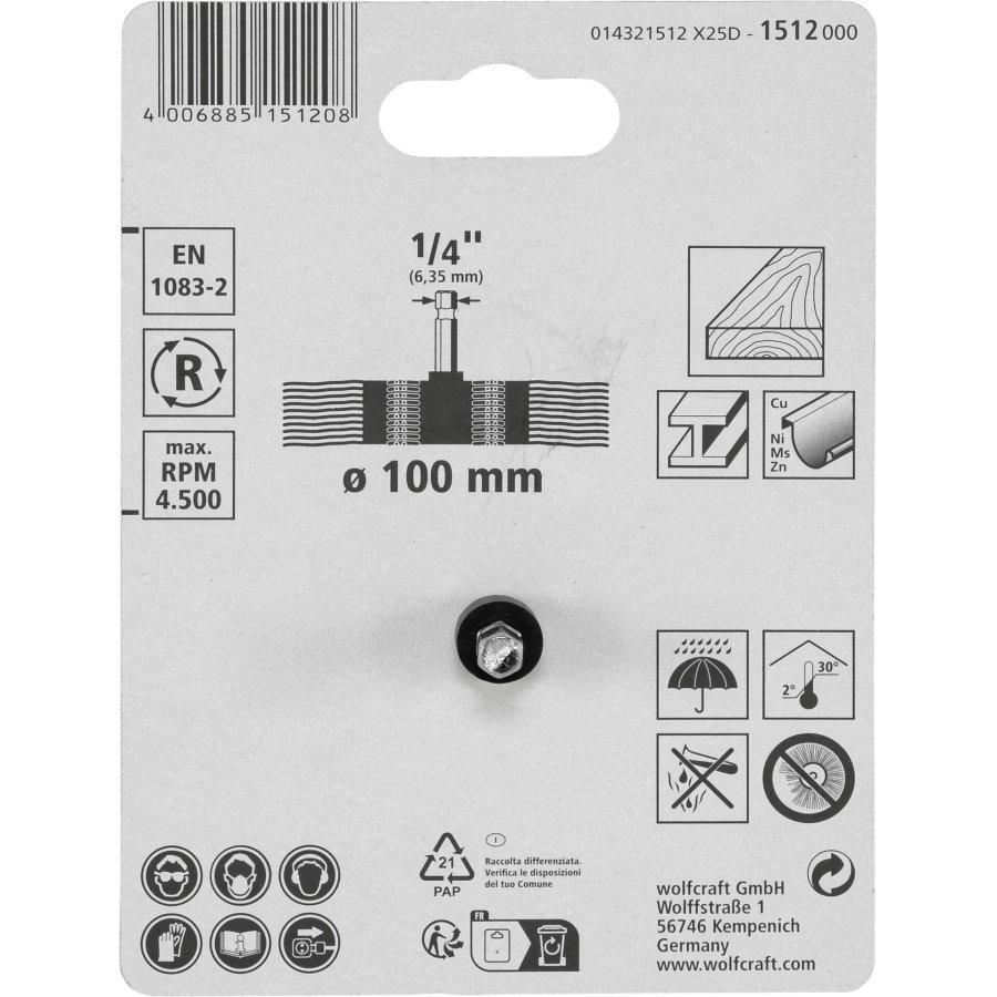 Wolfcraft Sechskant Nylondrahtfächerbürste 100x20mm #2