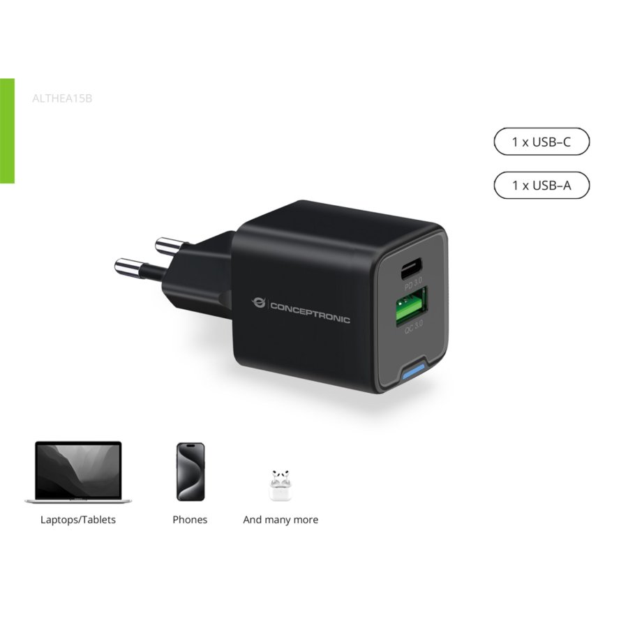 Conceptronic ALTHEA15B 2-Port 20W GaN USB PD Charger #4