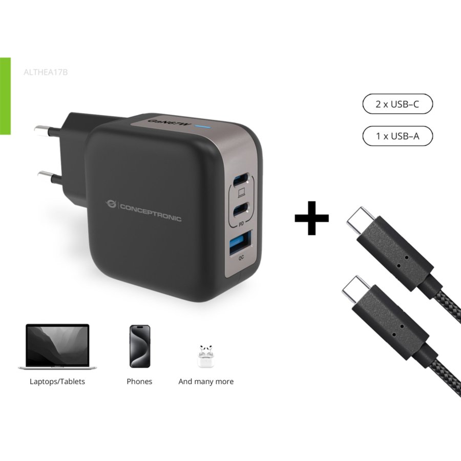 Conceptronic ALTHEA17B 3-Port 67W GaN USB PD Charger #2
