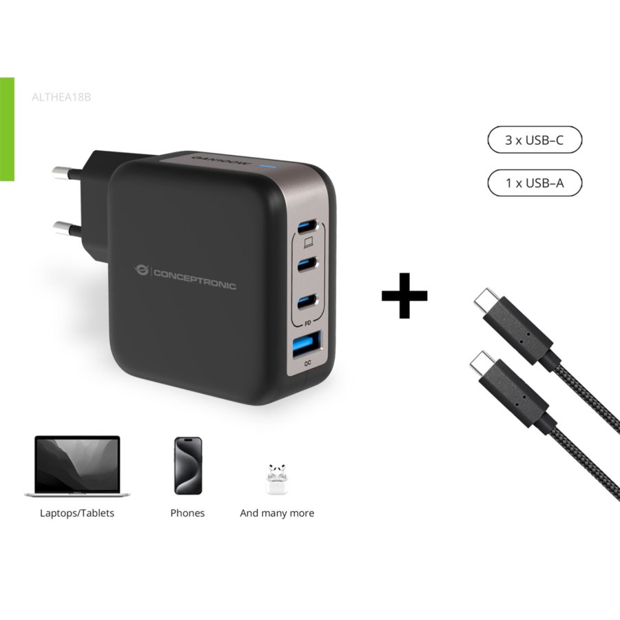 Conceptronic ALTHEA18B 4-Port 100W GaN USB PD Charger #2