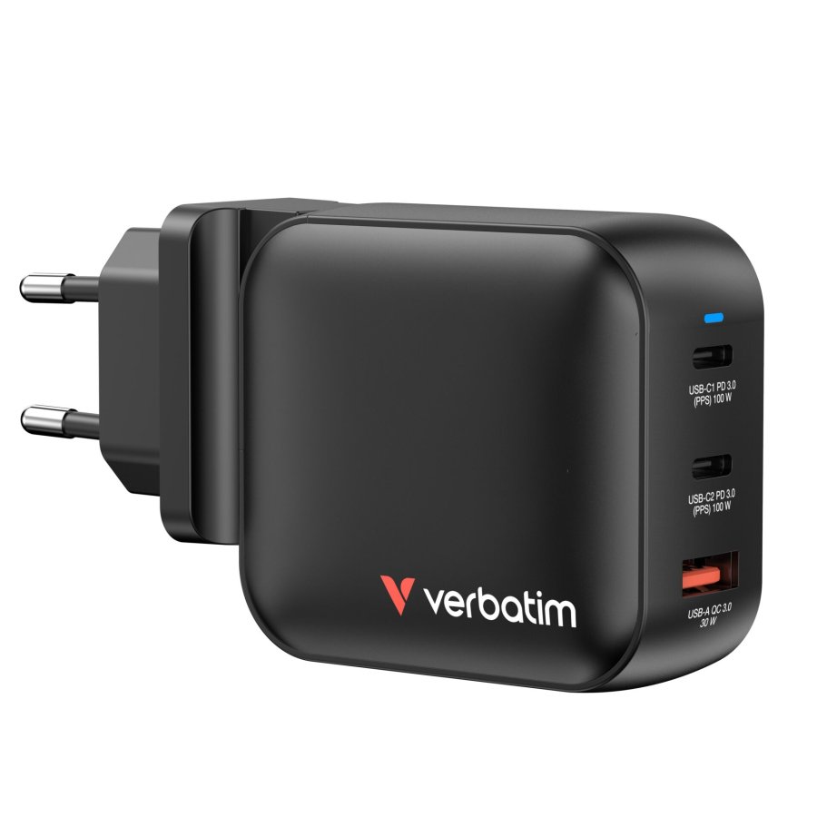 Verbatim Mini GaN Charger 100W 3Port US/EU/UK ADP         32230 #1
