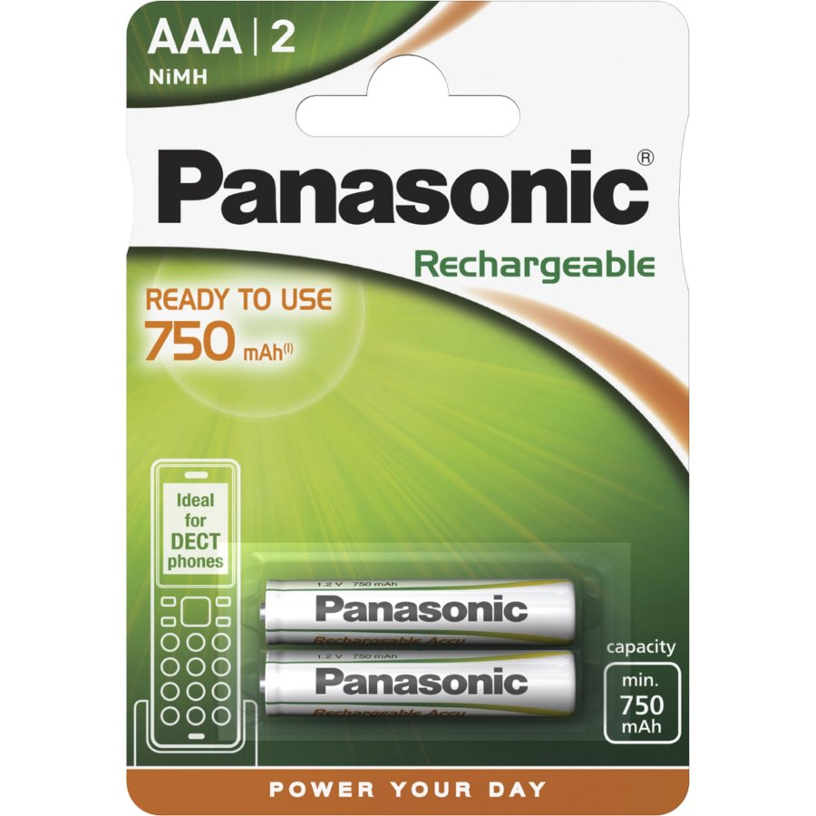 1x2 Panasonic Akku NiMH Micro AAA 750 mAh Ready to Use DECT #1