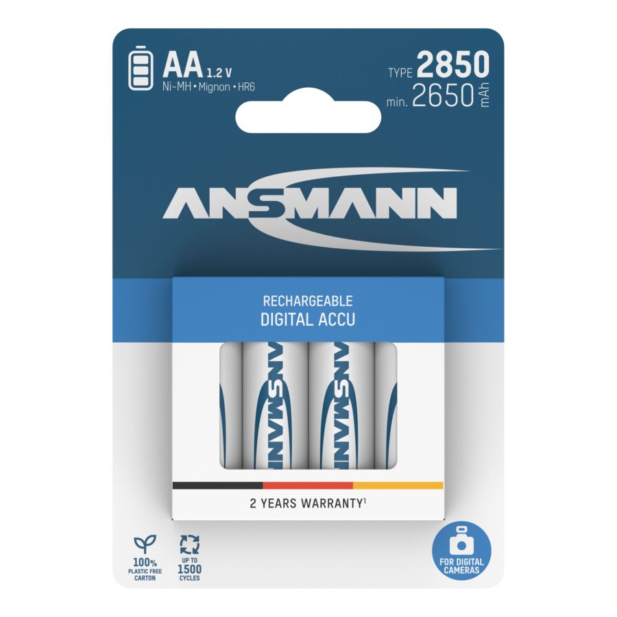 1x4 Ansmann NiMH rech. battery 2850 Mignon AA 2650 mAh DIGITAL #1