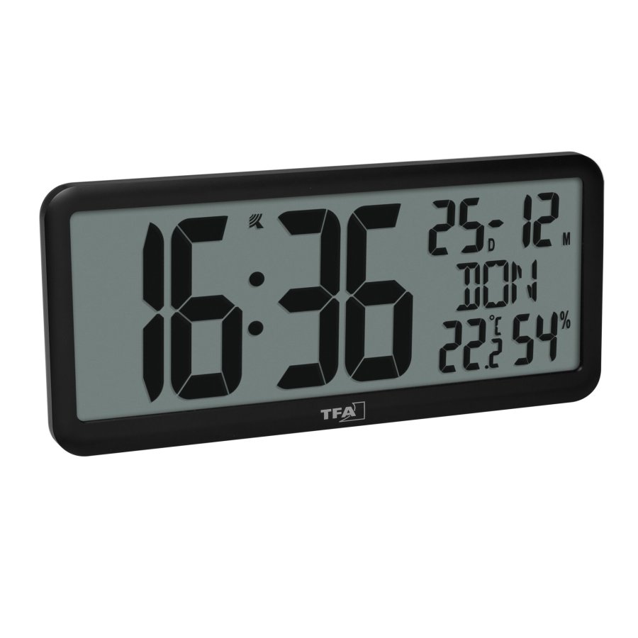 TFA 60.4525.01   schwarz Digitale Funkuhr mit Raumklima #1