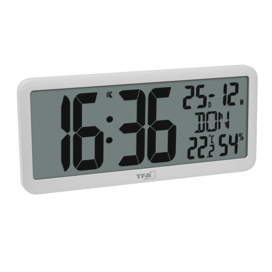 TFA 60.4525.02   weiß Digitale Funkuhr mit Raumklima #1