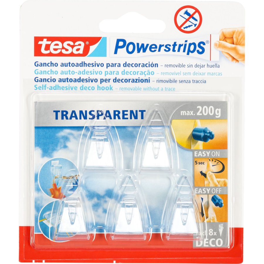 Tesa Powerstrips Deco Haken transparent 200g 5 Stück 58900 #1