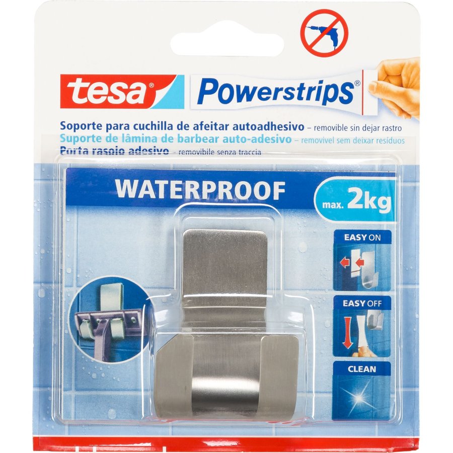Tesa Powerstrips Rasiererhalter 59709 Waterproof Zoom Metall #1