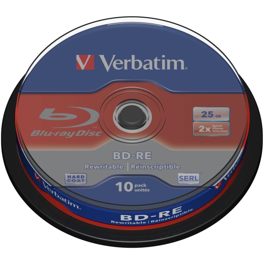 1x10 Verbatim BD-RE Blu-Ray 25GB 2x Speed, Cakebox #1