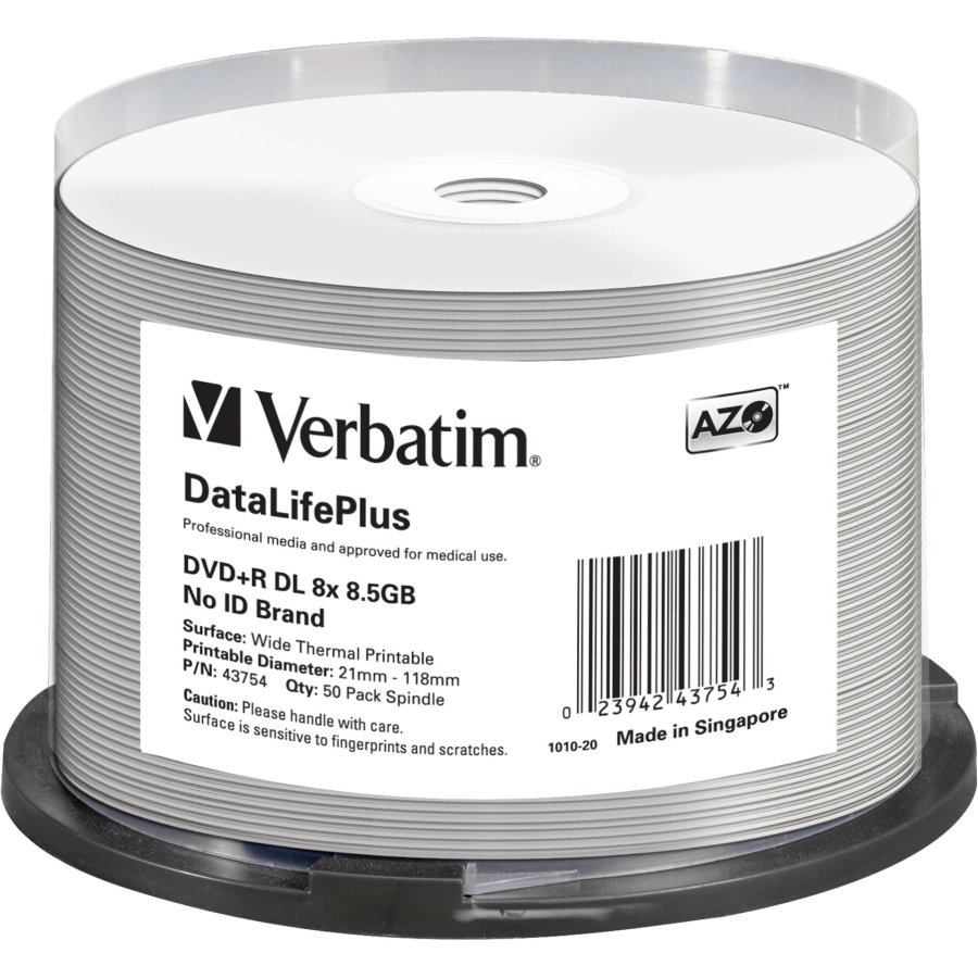 1x50 Verbatim DVD+R Double Layer 8x Speed 8,5GB thermal printable #1