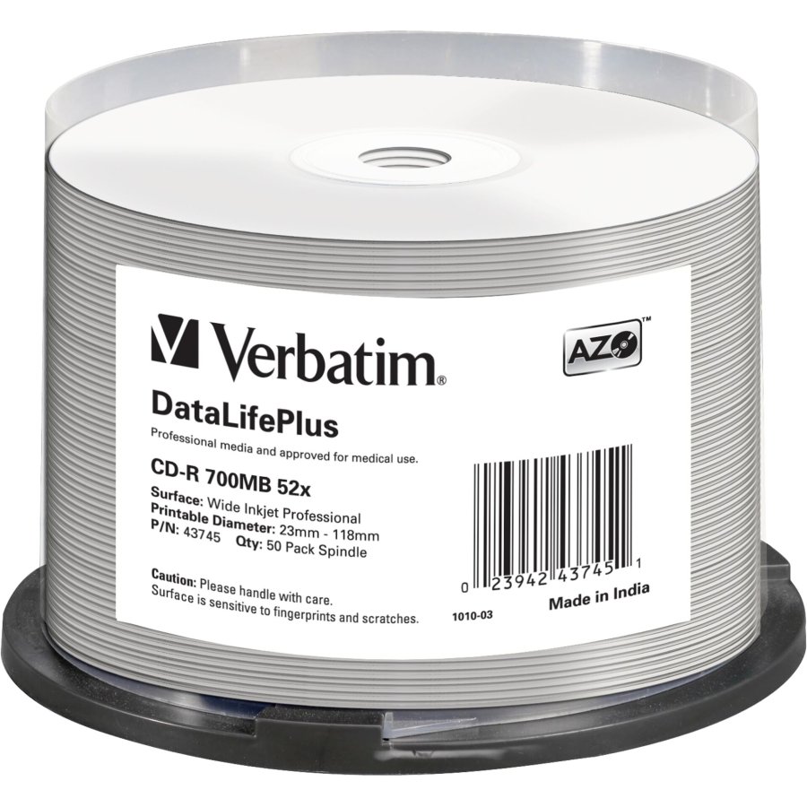 1x50 Verbatim CD-R 80 / 700MB 52x white wide printable NON-ID #1