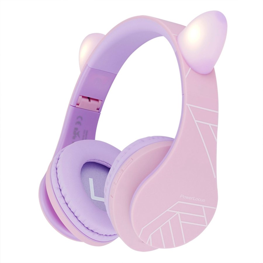 PowerLocus P2 Kids Headphones purple/pink with Ears #1