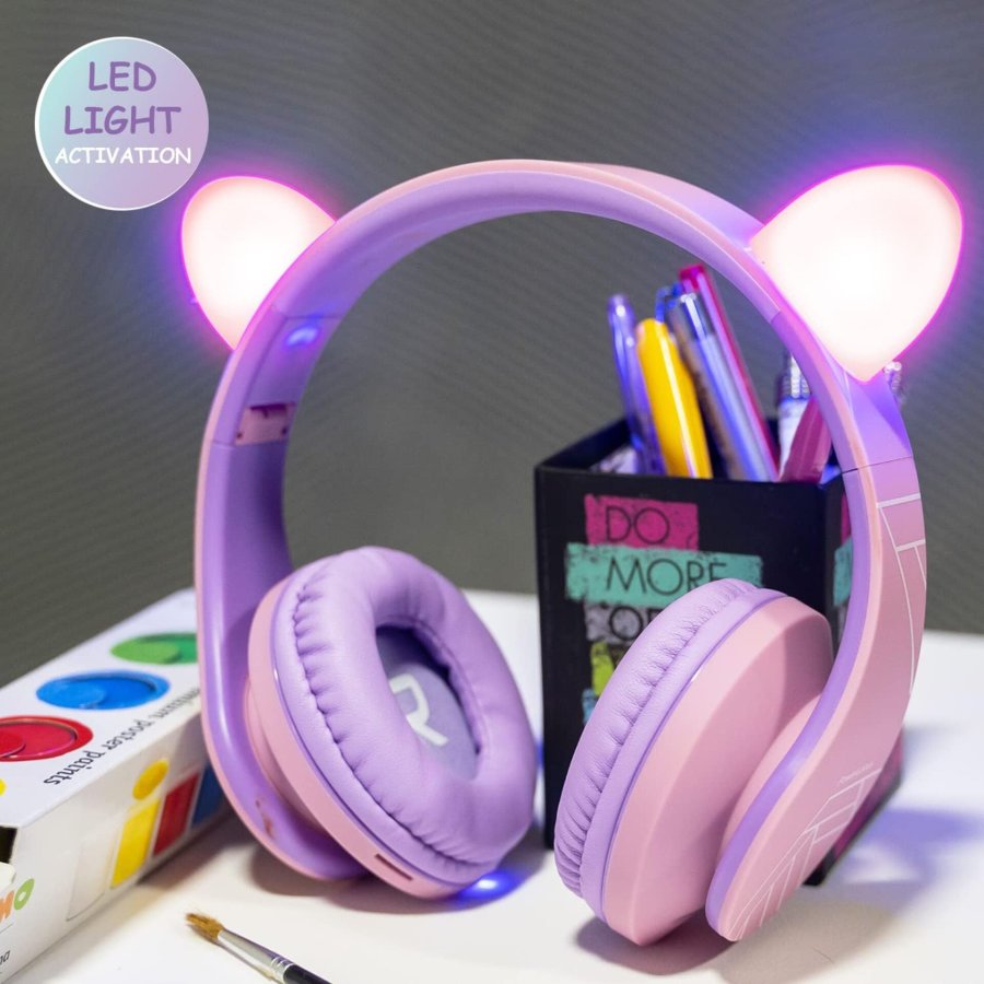 PowerLocus P2 Kids Headphones purple/pink with Ears #11