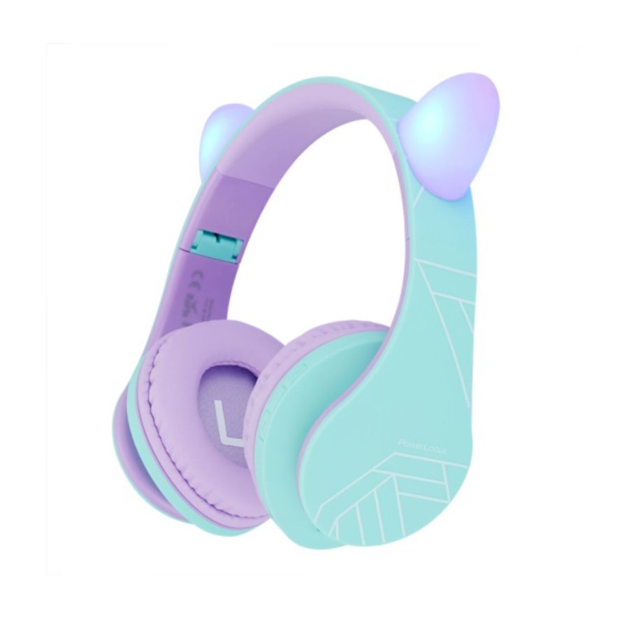 PowerLocus P2 Kids Headphones purple/turquoise with Ears #1