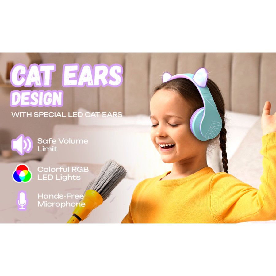 PowerLocus P2 Kids Headphones purple/turquoise with Ears #15