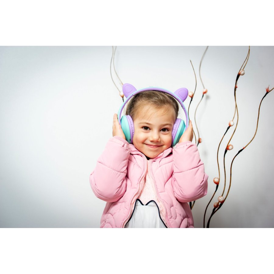 PowerLocus P2 Kids Headphones purple/turquoise with Ears #18