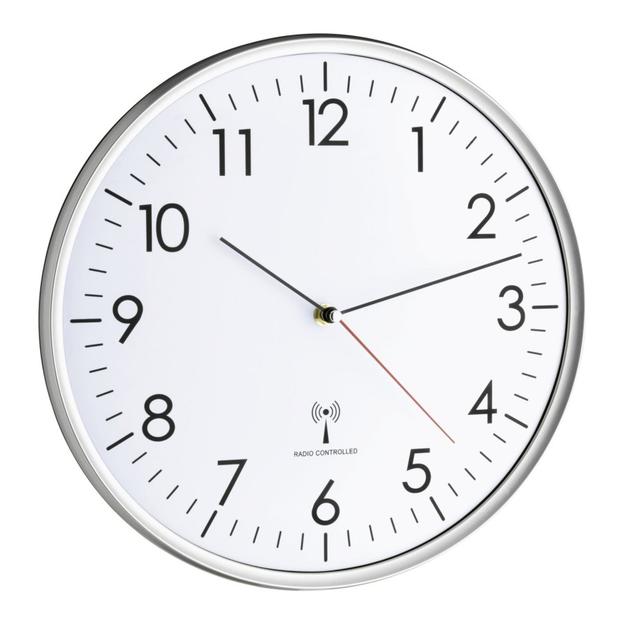 TFA 60.3514 white/silver Analogue RC Clock #1