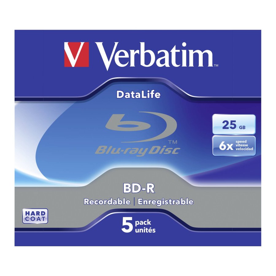 1x5 Verbatim BD-R Blu-Ray 25GB 6x Speed Datalife No-ID Jewel #2