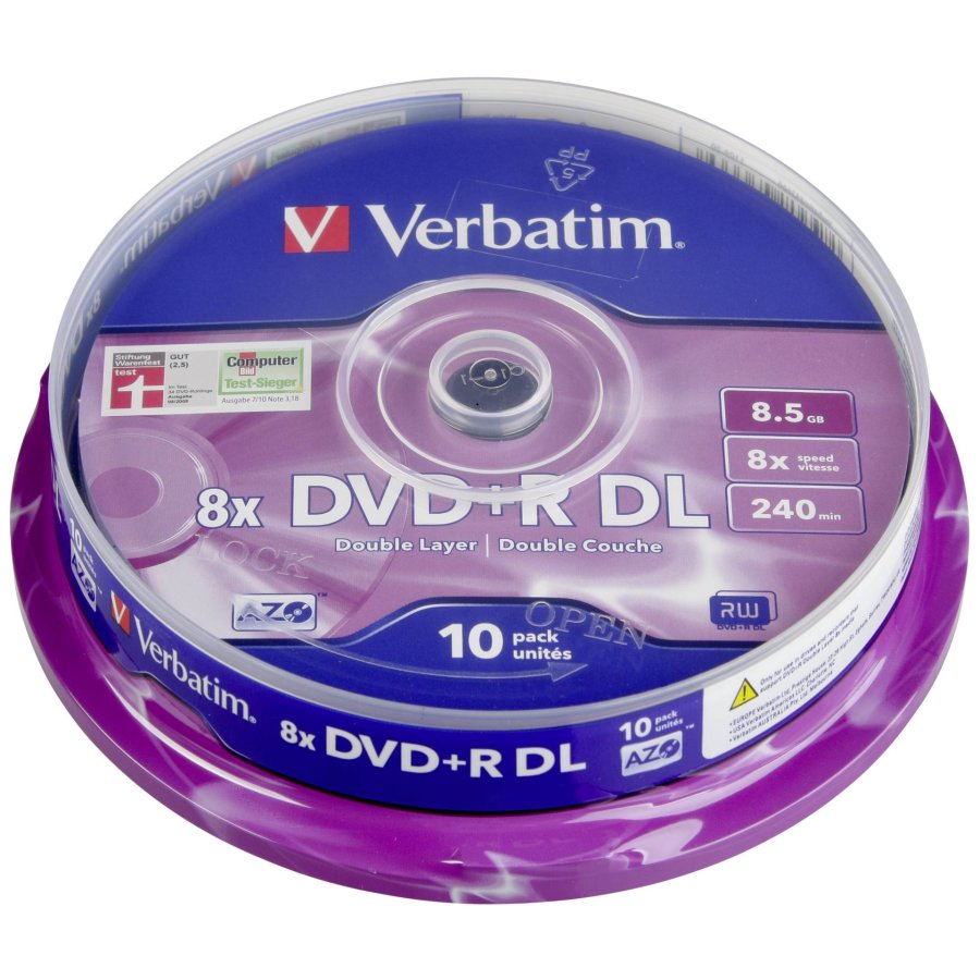 1x10 Verbatim DVD+R Double Layer 8x Speed, 8,5GB matt silver #1