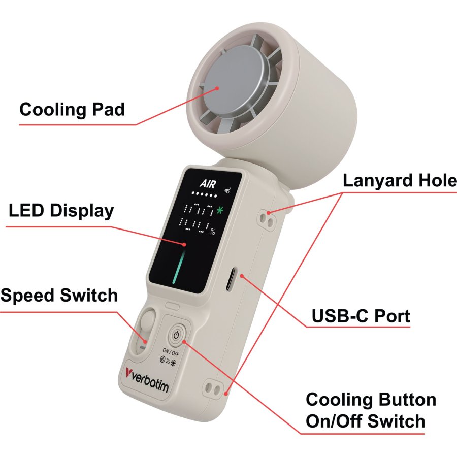 Verbatim Cool`n´Go Ice Touch Mini Handheld Fan wh./sil. 32348 #11