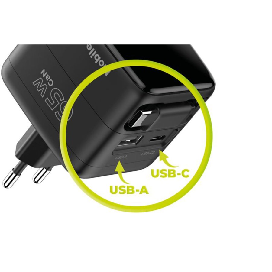 Mobile Origin 65W GaN Charger PW3 USB-C ret. cable 65cm+USB-A #8
