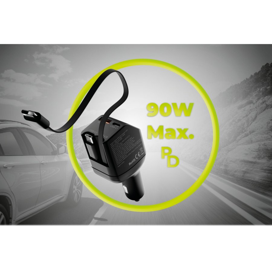 Mobile Origin 90W Car Charger CA22 USB-C+USB-A 2x cable 60cm #12