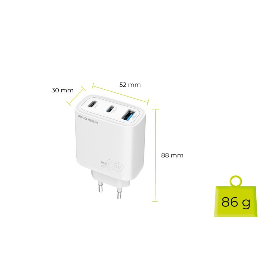 Mobile Origin 40W GaN Charger MO13 white 1x USB-A + 2x USB-C #12